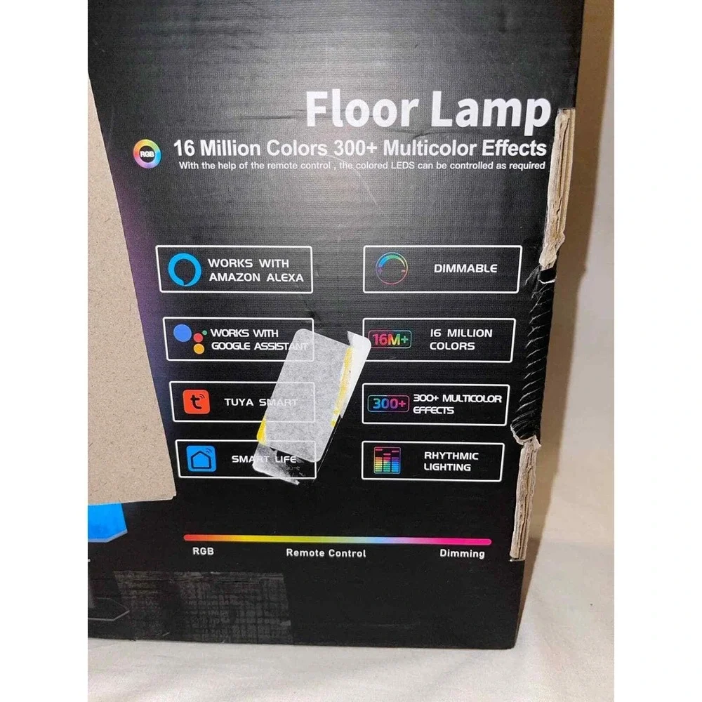 RGB Color Changing Fabric Floor Lamp with Remote App Control Music Sync